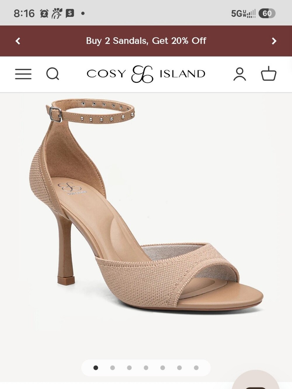 Cosy Island Women's Nude T-Strap Heeled Sandals